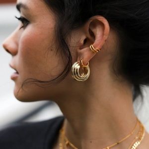 Missoma x Lucy Williams Gold Medium Chunky Ridge Hoops